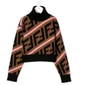 FENDI virgin wool cashmere turtle neck sweater big kids bnwt